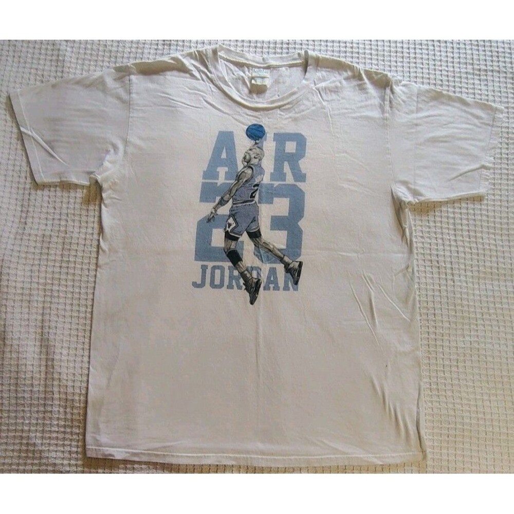 Michael Jordan SS T-Shirt Sz L Urban Streetwear White Blue Air Jordan Jumpman 23